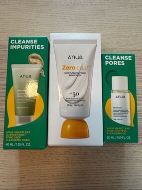 Anya Zero-cast SPF 50 Moisturizing Sunscreen + cleansing foam + cleansing oil